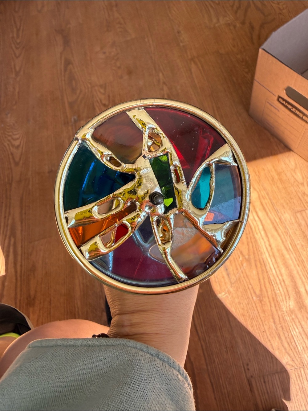 Vintage brass & mosaic stained glass kaleidoscope